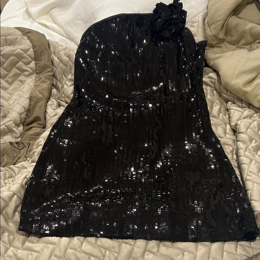 Twentyone Black Sequin One Shoulder Dress